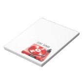 赤いハートのレコード ラブソング ノートパッド (回転)