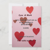 赤いハートのロマンチックな結婚式招待状 招待状 (正面)