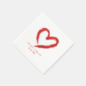 赤いハートのロマンチックな結婚式 スタンダードカクテルナプキン (角)