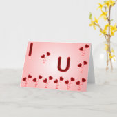 赤いハートのロマンチックな「愛してる」イラスト カード (黄色い花)