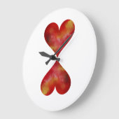 赤いハートの丸（大）壁時計 ラージ壁時計 (傾斜)