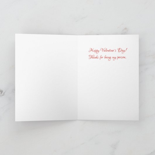 赤いハートの付いた黒のバレンタインカード シーズンカード (内部)