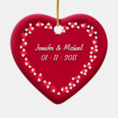 赤いハートの写真のパーソナライズなオーナメント セラミックオーナメント (裏面)