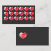 赤いハートの列に、素敵なロマンチックなハートを再び 名刺 (正面/裏面)