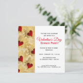 赤いハートの夕食のバレンタインデーの招待状 招待状 (スタンド正面)