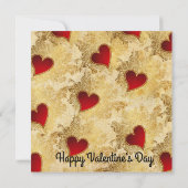 赤いハートの夕食のバレンタインデーの招待状 招待状 (裏面)