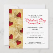 赤いハートの夕食のバレンタインデーの招待状 招待状 (正面)