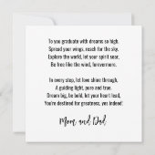 赤いハートの女子卒業生のシルエット カード (裏面)