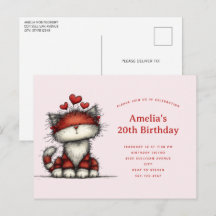赤いハートの子猫の誕生日