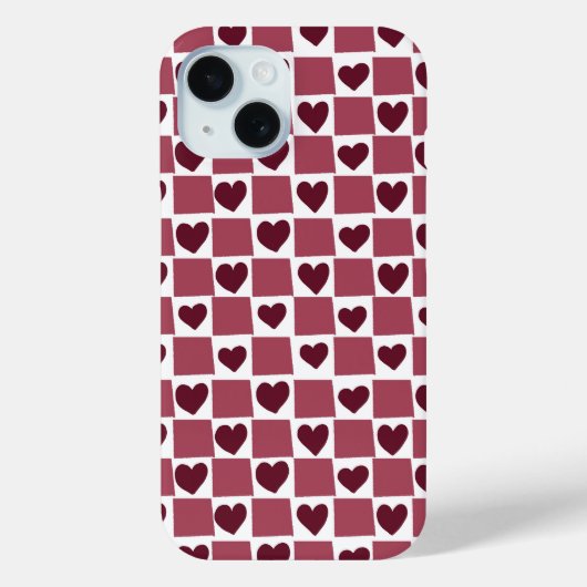 赤いハートの市松模様 Case-Mate iPhoneケース (裏面)