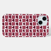 赤いハートの市松模様 Case-Mate iPhoneケース (裏面 (横))