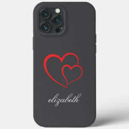 赤いハートの形のカラフルな背景のオーダーメイド iPhone 13 PRO MAXケース