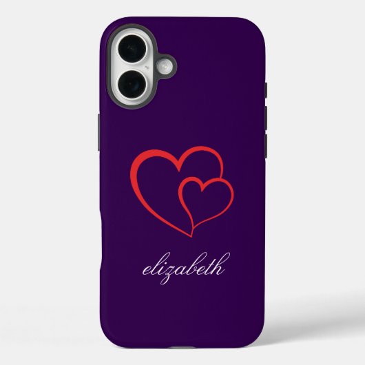 赤いハートの形のカラフルな背景のオーダーメイド Case-Mate iPhoneケース (裏面)