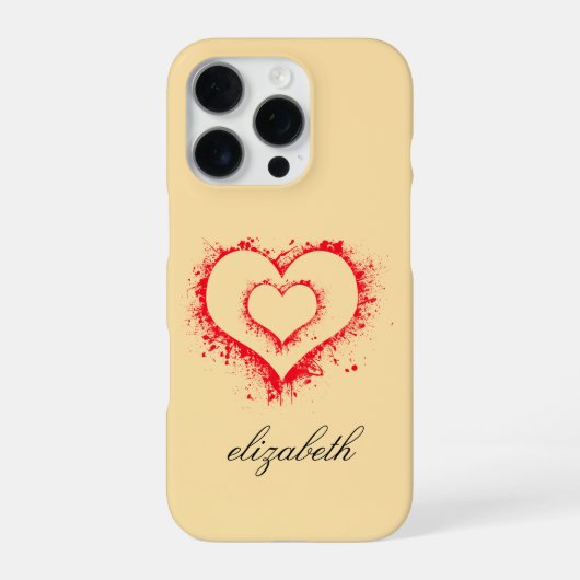 赤いハートの形のカラフルな背景のオーダーメイド iPhoneケース (裏面)