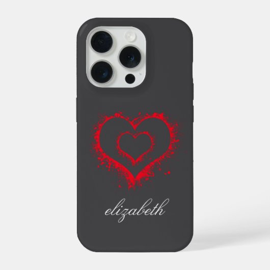 赤いハートの形のカラフルな背景のオーダーメイド iPhoneケース (裏面)
