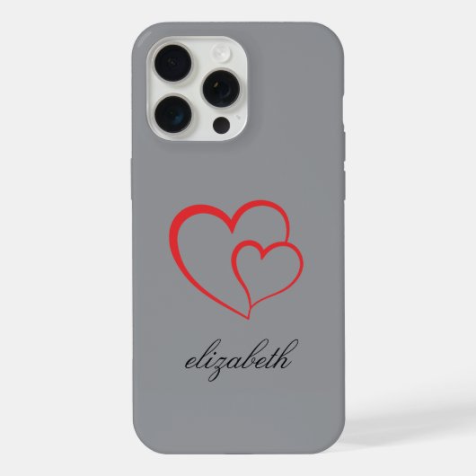 赤いハートの形のカラフルな背景のオーダーメイド iPhoneケース (裏面)