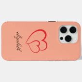 赤いハートの形のカラフルな背景の名入れデザイン Case-Mate iPhoneケース (裏面 (横))