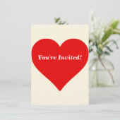 赤いハートの形 ラブ クラシック シンプル ミニマル 招待状 (スタンド正面)