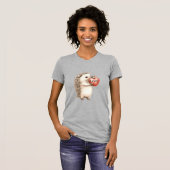 赤いハートの愛らしいハリネズミ Tシャツ (正面フル)