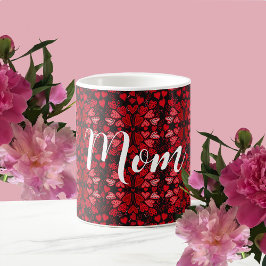 赤いハートの愛パーソナライズされた コーヒーマグカップ