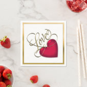 赤いハートの愛情 スタンダードカクテルナプキン (インサイチュ)