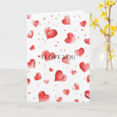 赤いハートの愛 カード (黄色い花)