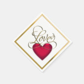 赤いハートの愛 スタンダードカクテルナプキン (角)