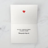 赤いハートの感謝のボランティア サンキューカード (内部)