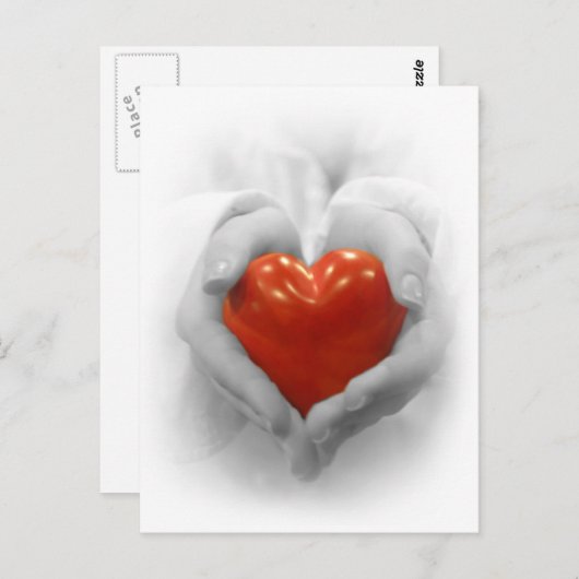 赤いハートの手の中で、私はあなたを愛する形 ポストカード (正面/裏面)