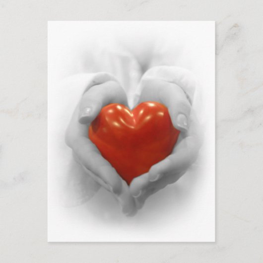 赤いハートの手の中で、私はあなたを愛する形 ポストカード (正面)
