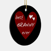 赤いハートの最も最高のなおばあさんのTシャツおよびギフト セラミックオーナメント (右)