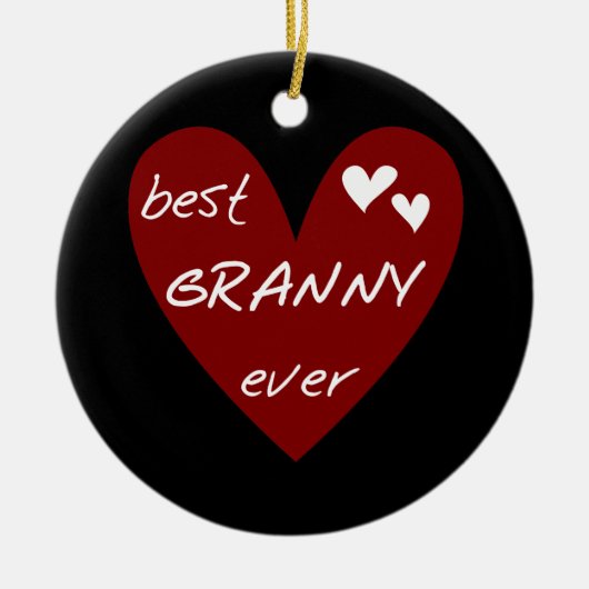 赤いハートの最も最高のなおばあさんのTシャツおよびギフト セラミックオーナメント (正面)