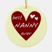 赤いハートの最も最高のな乳母のTシャツおよびギフト セラミックオーナメント (正面)