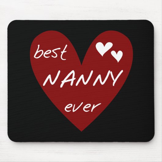 赤いハートの最も最高のな乳母のTシャツおよびギフト マウスパッド (正面)