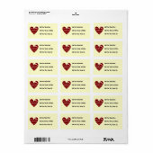 赤いハートの最も最高のな乳母のTシャツおよびギフト ラベル (フルシート)