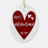 赤いハートの最も最高のな祖母のTシャツおよびギフト セラミックオーナメント (右)