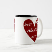 赤いハートの最も最高のなAbuelaのTシャツおよびギフト ツートーンマグカップ (正面右)