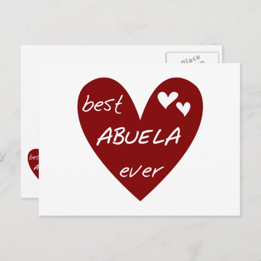 赤いハートの最も最高のなAbuelaのTシャツおよびギフト ポストカード (正面/裏面)
