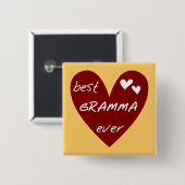 赤いハートの最も最高のなGrammaのTシャツおよびギフト 缶バッジ (正面&裏面)