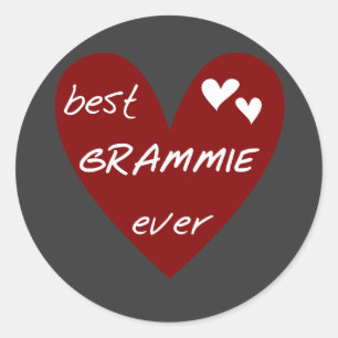 赤いハートの最も最高のなGrammieのTシャツおよびギフト ラウンドシール