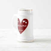 赤いハートの最も最高のなGranmaのTシャツおよびギフト ビールジョッキ (正面左)