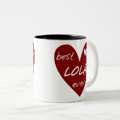 赤いハートの最も最高のなLolaのTシャツおよびギフト ツートーンマグカップ (正面右)