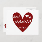 赤いハートの最も最高のなNannaのTシャツおよびギフト ポストカード (正面/裏面)