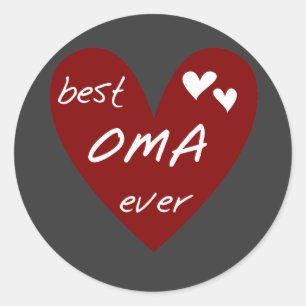 赤いハートの最も最高のなOmaのTシャツおよびギフト ラウンドシール