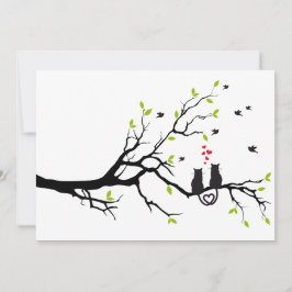 赤いハートの木に恋する猫たち