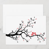 赤いハートの木に恋愛の鳥がキスしている (正面/裏面)