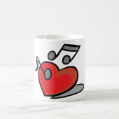 赤いハートの歌う音符 コーヒーマグカップ (中央)