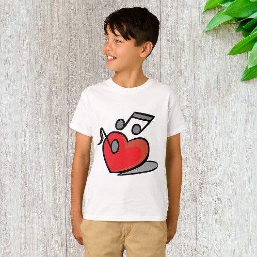 赤いハートの歌う音符 Tシャツ
