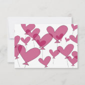 赤いハートの気球のデザインのRSVPの結婚式の招待状 出欠カード (裏面)