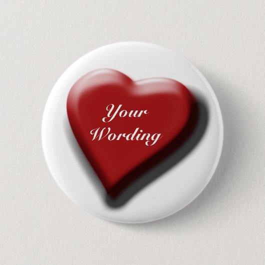 赤いハートの独身のでカスタマイズ可能なバッジ 缶バッジ (正面)
